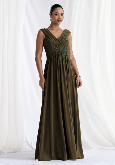 Morilee MGNY 73161 Stretch Mesh V-Neck Cap Sleeve Long Gown Morilee MGNY 73161 Stretch Mesh V-Neck Cap Sleeve Long Gown