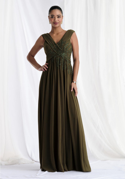 Morilee MGNY 73161 Stretch Mesh V-Neck Cap Sleeve Long Gown