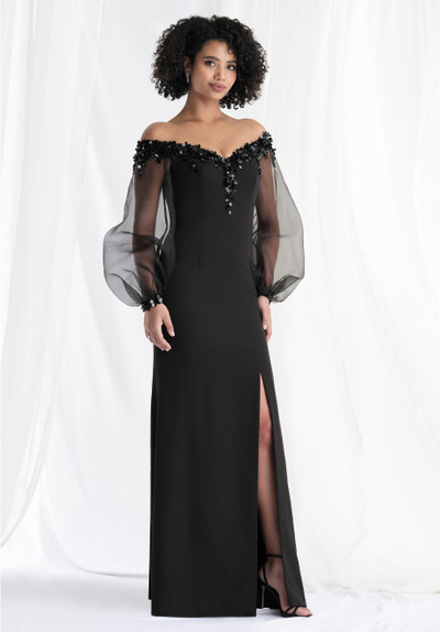 Morilee MGNY 73162 Beaded Off Shoulder Blouson Sleeves Gown