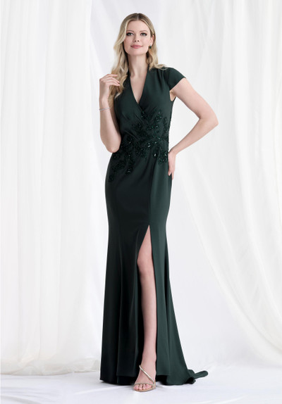 Morilee MGNY 73163 Crepe V-neckline Cap Sleeves Sheath Gown Morilee MGNY 73163 Crepe V-neckline Cap Sleeves Sheath Gown