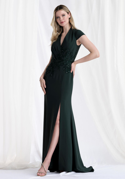 Morilee MGNY 73163 Crepe V-neckline Cap Sleeves Sheath Gown Morilee MGNY 73163 Crepe V-neckline Cap Sleeves Sheath Gown