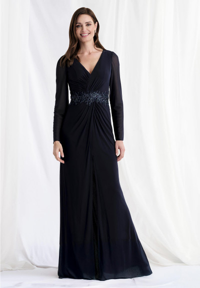 Morilee MGNY 73175 Stretch Mesh V-Neck Long Sleeves Gown