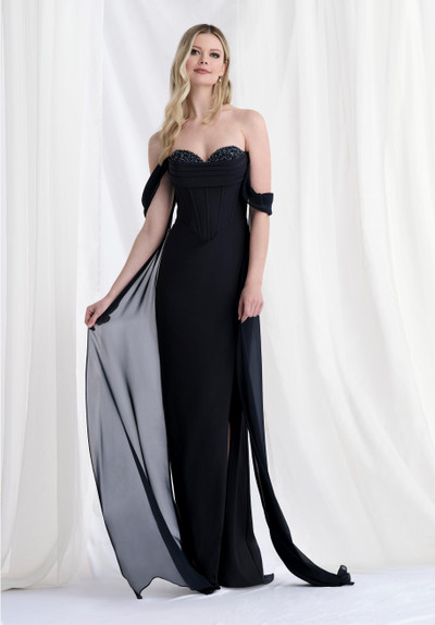 Morilee MGNY 73176 Crepe Sweetheart Neck Off-Shoulder Gown Morilee MGNY 73176 Crepe Sweetheart Neck Off-Shoulder Gown