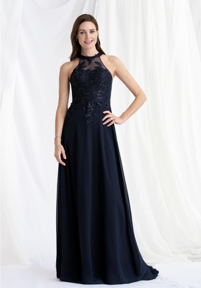 Morilee MGNY 73177 Tulle Chiffon Illusion Halter Neck Gown Morilee MGNY 73177 Tulle Chiffon Illusion Halter Neck Gown