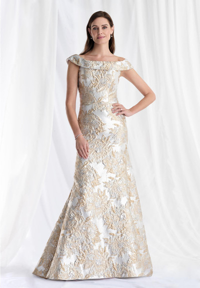 MGNY By Morilee 73181 Metallic Brocade Off-Shoulder  Gown