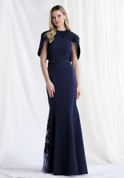 Morilee MGNY 73182 Crepe Strapless Crescent Neck Long Gown Morilee MGNY 73182 Crepe Strapless Crescent Neck Long Gown