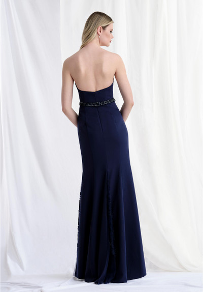 Morilee MGNY 73182 Crepe Strapless Crescent Neck Long Gown Morilee MGNY 73182 Crepe Strapless Crescent Neck Long Gown