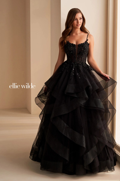 Ellie Wilde by Mon Cheri EW36225 Beaded Curved V-Neck Dress Ellie Wilde by Mon Cheri EW36225 Beaded Curved V-Neck Dress