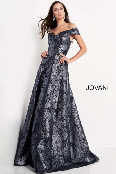 Jovani 03674 Metallic Glitter Off Shoulder Evening Dress Jovani 03674 Metallic Glitter Off Shoulder Evening Dress