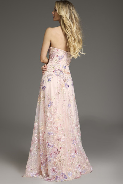 Jovani 39144 Floral Embroidery Strapless Straight Neck Gown Jovani 39144 Floral Embroidery Strapless Straight Neck Gown