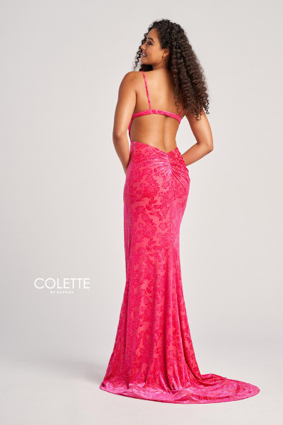 Colette by Daphne CL5119 Burnout Velvet Spaghetti Strap Gown