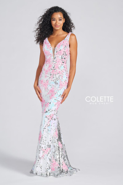 Colette by Daphne CL12266 Stretch Sequin Lace Appliques Gown Colette by Daphne CL12266 Stretch Sequin Lace Appliques Gown