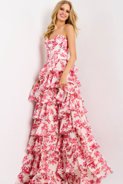 Jovani 47404 Tiered Ruffle Sweetheart Neck Strapless Gown Jovani 47404 Tiered Ruffle Sweetheart Neck Strapless Gown