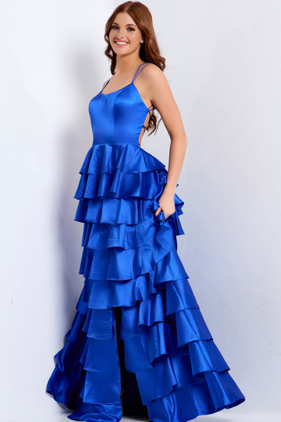 Jovani 48295 Ruffle Scoop Neck Sleeveless Long Prom Dress Jovani 48295 Ruffle Scoop Neck Sleeveless Long Prom Dress