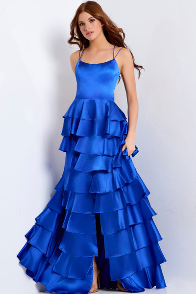 Jovani 48295 Ruffle Scoop Neck Sleeveless Long Prom Dress Jovani 48295 Ruffle Scoop Neck Sleeveless Long Prom Dress
