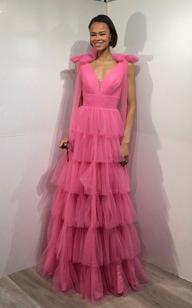 Jovani 48288 Ruffle V-Neckline Sleeveless Long Prom Dress Jovani 48288 Ruffle V-Neckline Sleeveless Long Prom Dress