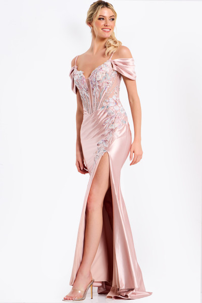 Jovani 49719 V-Neckline Spaghetti Straps Long Prom Dress