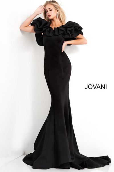 Jovani 04368 Off Shoulder Scuba Fitted Evening Dress Jovani 04368 Off Shoulder Scuba Fitted Evening Dress