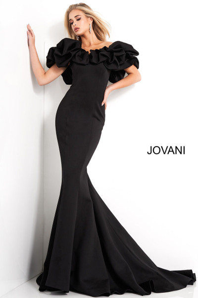 Jovani 04368 Off Shoulder Scuba Fitted Evening Dress Jovani 04368 Off Shoulder Scuba Fitted Evening Dress