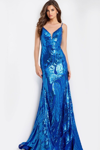 Jovani 48518 Sequins V-Neck Sleeveless Fitted Prom Dress Jovani 48518 Sequins V-Neck Sleeveless Fitted Prom Dress
