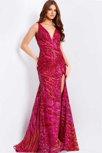 Jovani 47682 Sequins V-Neckline Sleeveless Fitted Prom Dress
