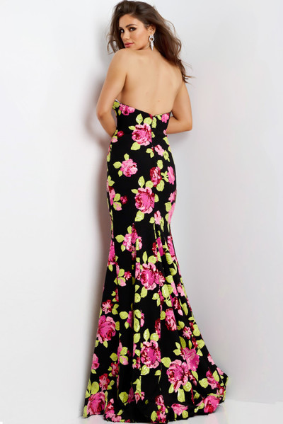 Jovani 44617 Floral Sequin Sweetheart Neck Strapless Gown Jovani 44617 Floral Sequin Sweetheart Neck Strapless Gown