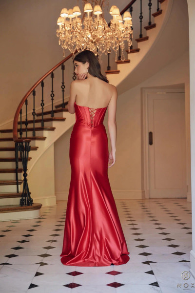Nox Anabel T1500 Satin Sweetheart Neck Strapless Prom Dress