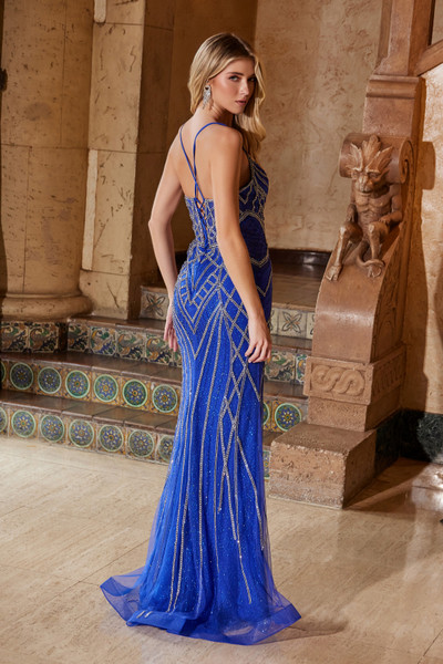 Nox Anabel C1607 Sequin Tulle Beaded Spaghetti Straps Dress