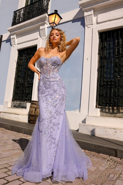 Nox Anabel G1258 Sweetheart Sheer Boned Strapless Prom Dress Nox Anabel G1258 Sweetheart Sheer Boned Strapless Prom Dress