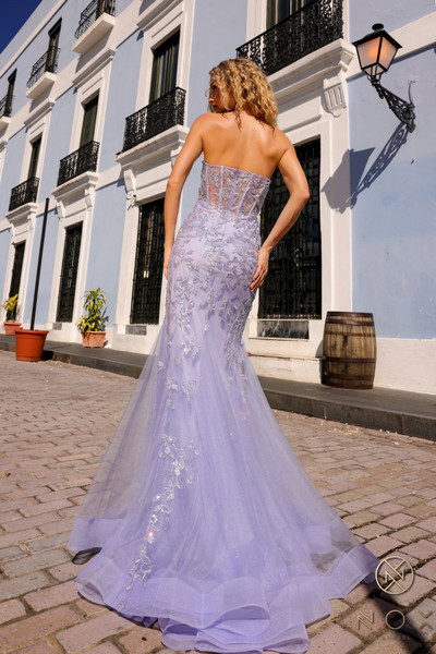 Nox Anabel G1258 Sweetheart Sheer Boned Strapless Prom Dress Nox Anabel G1258 Sweetheart Sheer Boned Strapless Prom Dress