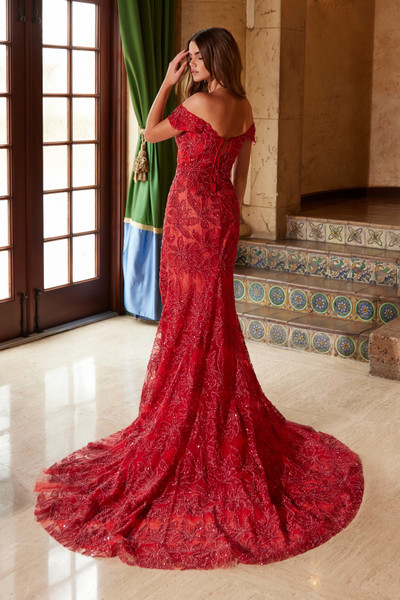 Nox Anabel C1600 Fully Beaded Tulle Off Shoulder Prom Dress