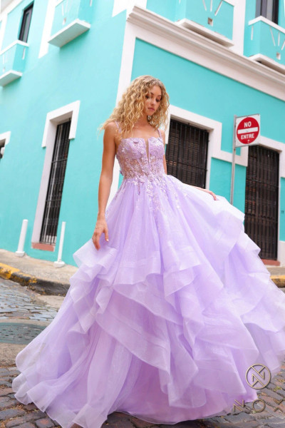 Nox Anabel H1351 Tulle Tiered Layer Ruffled Sleeveless Gown Nox Anabel H1351 Tulle Tiered Layer Ruffled Sleeveless Gown