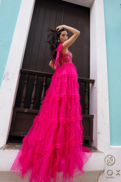 Nox Anabel T1340 Beaded Ruffled Sweetheart Neck Prom Dress Nox Anabel T1340 Beaded Ruffled Sweetheart Neck Prom Dress