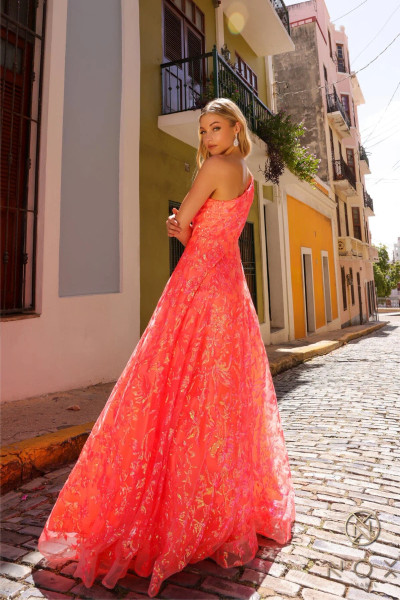 Nox Anabel R1305 Ayesmatric Neck One Shoulder Prom Dress