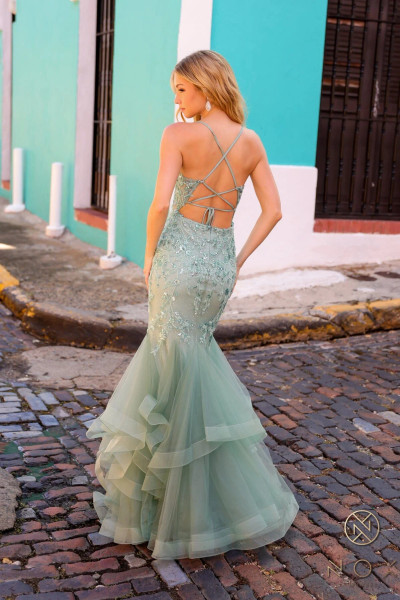 Nox Anabel G1368 V-Neck Sleeveless Layered Mermaid Dress