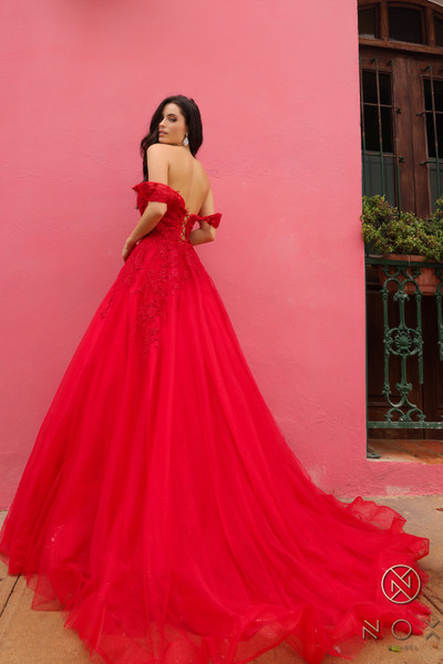 Nox Anabel R1303 Tulle Sweetheart Off Shoulder Straps Gown Nox Anabel R1303 Tulle Sweetheart Off Shoulder Straps Gown