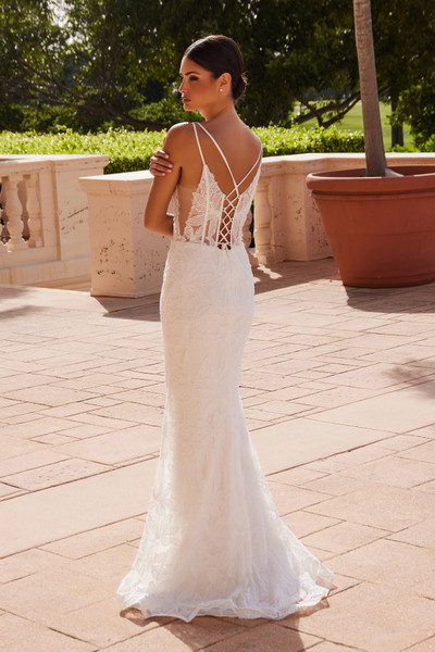 Nox Anabel C1628W Beaded Floral Sleeveless Wedding Dress Nox Anabel C1628W Beaded Floral Sleeveless Wedding Dress