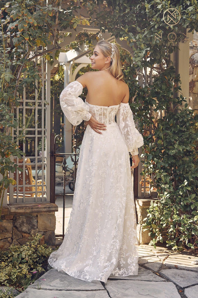 Nox Anabel K1155W Sweetheart Neck Puff Sleeve Wedding Dress Nox Anabel K1155W Sweetheart Neck Puff Sleeve Wedding Dress