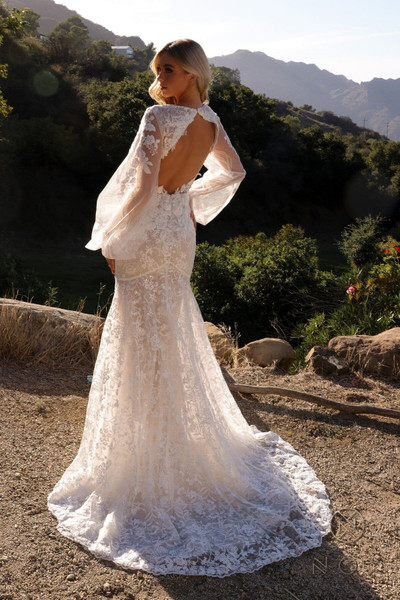 Nox Anabel JE1009L Embroidered Puff Long Sleeve Wedding Gown Nox Anabel JE1009L Embroidered Puff Long Sleeve Wedding Gown