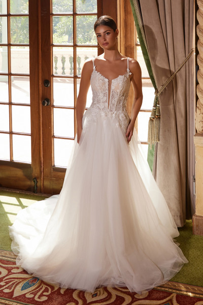 Nox Anabel JE1021 Embroidered Tulle Sleeveless Wedding Gown Nox Anabel JE1021 Embroidered Tulle Sleeveless Wedding Gown