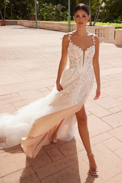 Nox Anabel JE1026L Floral Soft Tulle Sheer Wedding Dress Nox Anabel JE1026L Floral Soft Tulle Sheer Wedding Dress