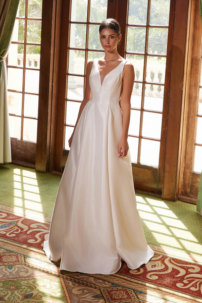 Nox Anabel E156W Plunging V-neck Sleeveless Wedding Gown Nox Anabel E156W Plunging V-neck Sleeveless Wedding Gown