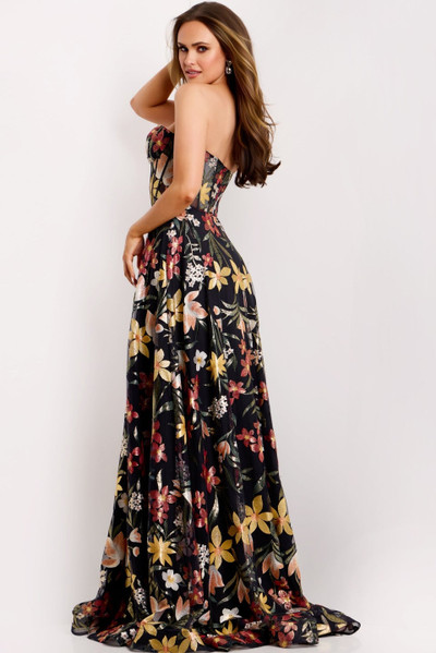 Jovani 44660 Floral Sweetheart Neck Strapless Evening Gown