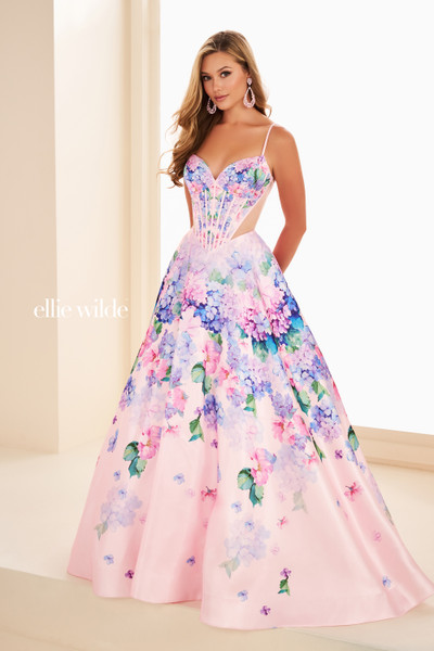 Ellie Wilde by Mon Cheri EW37004 Printed Satin Long Dress Ellie Wilde by Mon Cheri EW37004 Printed Satin Long Dress