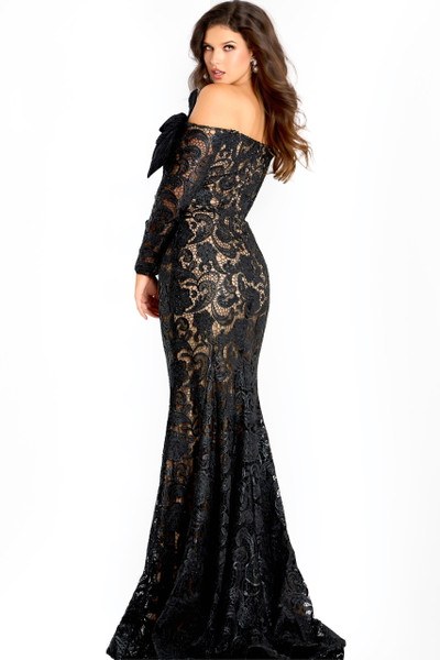 Jovani 45345 Lace Embroidered Long Sleeves Evening Gown