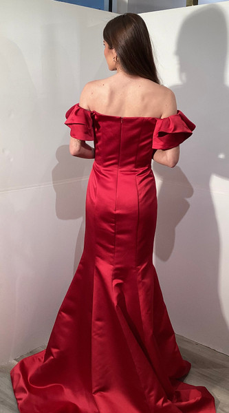 Jovani 47381 Off Shoulder Sleeve Fitted Evening Gown