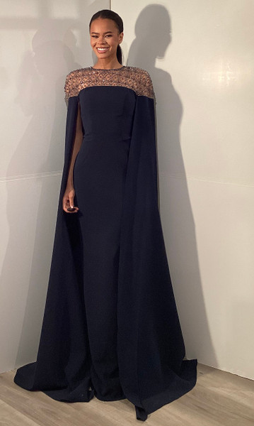 Jovani 46522 Beaded Sheer Round Neck Fitted Evening Gown