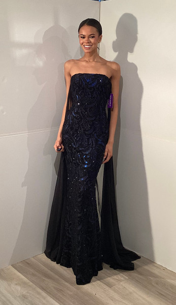 Jovani 45306 Strapless Straight Neck Mermaid Evening Gown