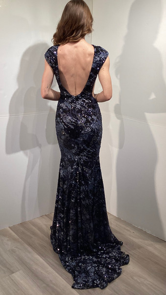 Jovani 46475 Cap Sleeves Fitted Long Evening Gown