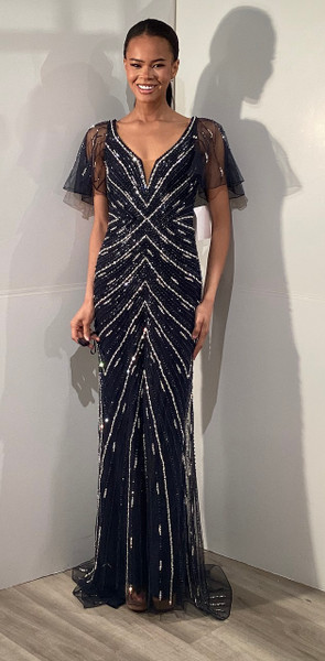 Jovani 46062 Scoop Neck Illusion Sleeve Fitted Evening Dress